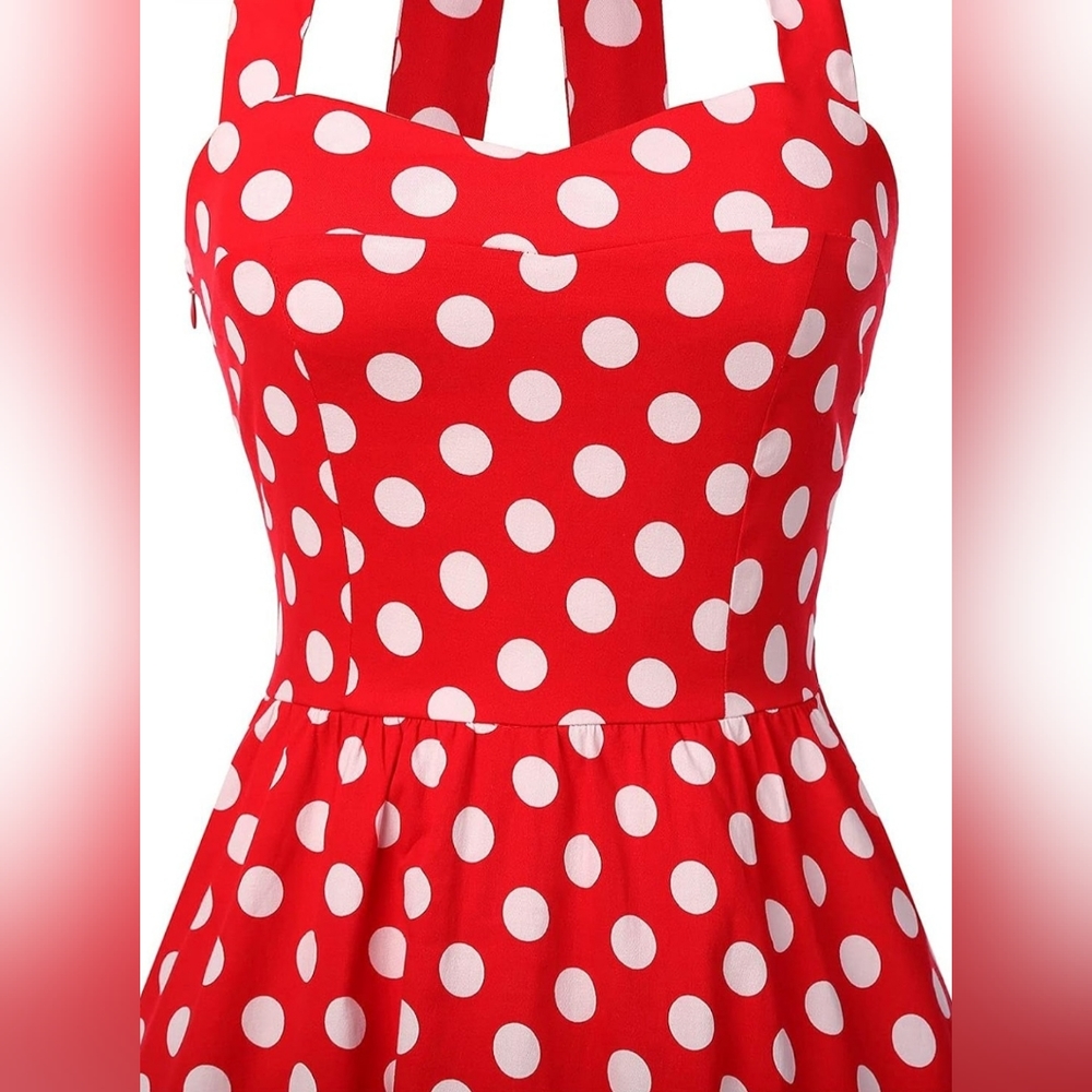 Polka Dot Dress Red Size M - Picture 5 of 9
